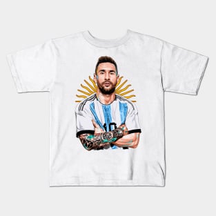 The Maestro's Legacy: A Portrait of Lionel Messi Kids T-Shirt